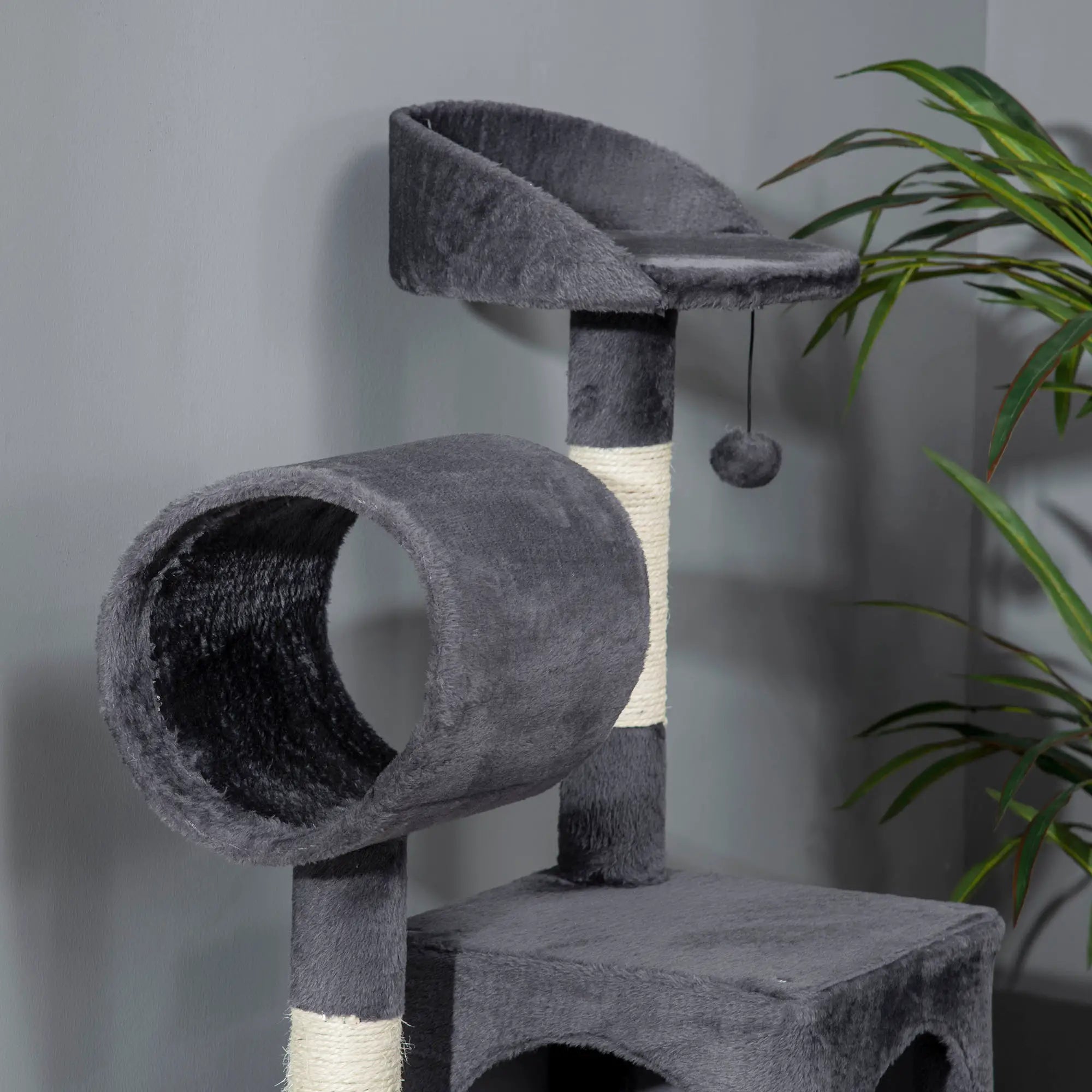 PawHut Kratzbaum Katzenmöbel mit Katzenhaus Hängematte Spielzeug
