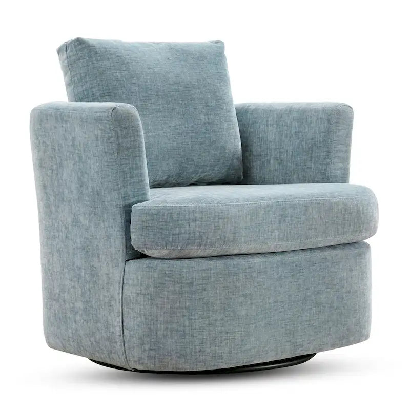Modern Chenille Upholstered Swivel Accent Barrel Chair Set Modern Swivel Armchair for Living Room