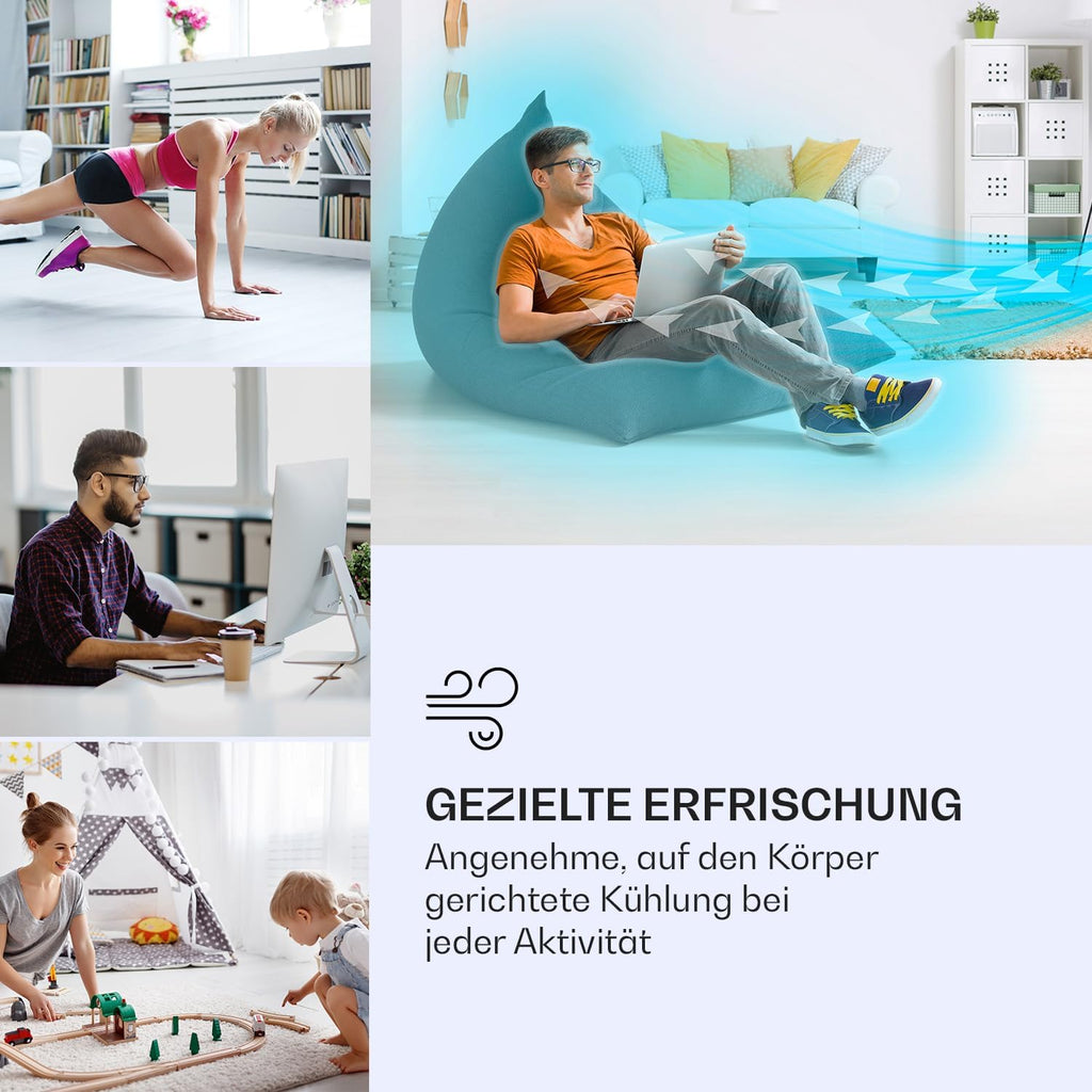 Klarstein Luftkühler mit Wasserkühlung, Leiser 4-in-1 Verdunstungskühler, Luftbefeuchter, Ventilator & Nachtmodus, Mobile Klimageräte Luftkühler 7L, 65W Air Cooler, 330m³/h Kühlender Luftstrom