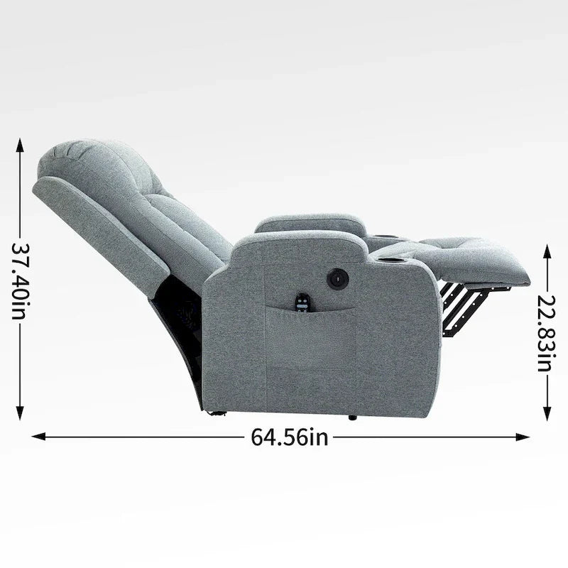 Lazy Boy Power Lift Recliner Chair, Modern Single Motor Massage Sofa Chair with Lumbar Heating, USB Charging Port, Cup Holders