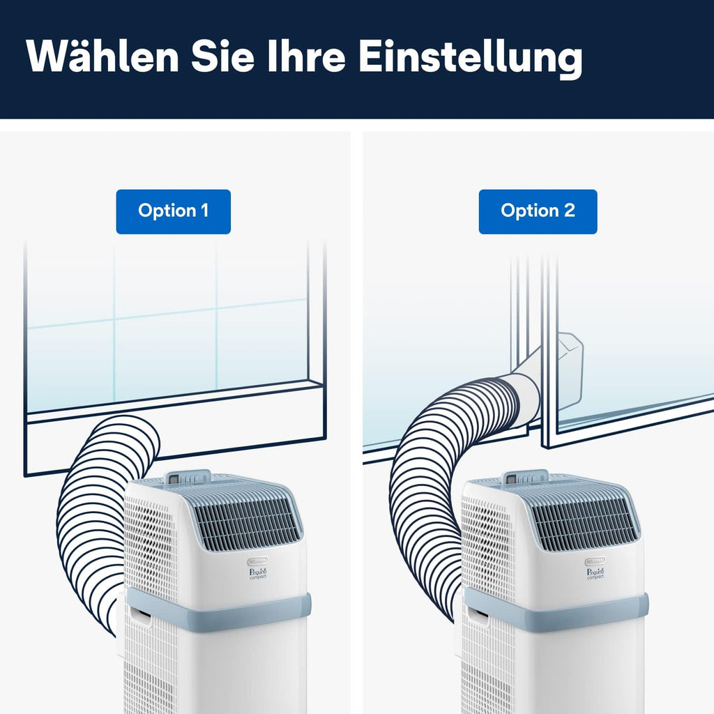 De'Longhi Pinguino PAC EM82, Mobile Klimaanlage für Rume bis zu 80 m, 9.400 BTU, 2,4 kW, 63 dB, Entfeuchtungsfunktion, Energieklasse A, 24h-Timer, Wei