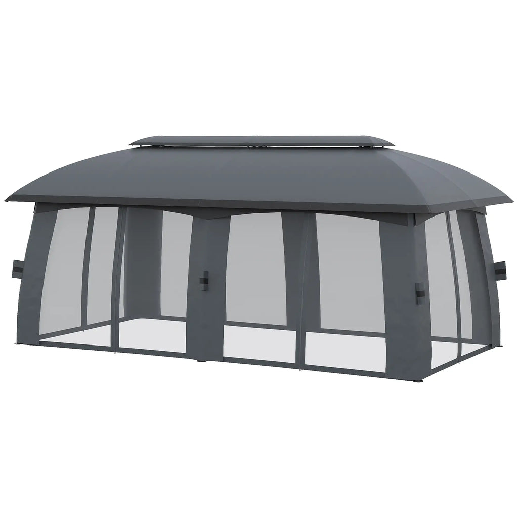 Outsunny Gartenpavillon mit Winddach und Vorhängen