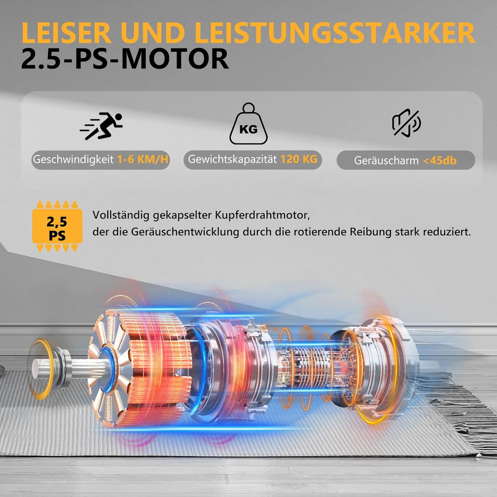 Laufband für Zuhause-AIRHOT, 2,5 PS Walking Pad, Untertisch-Laufband mit Fernbedienung und LED-Anzeige, maximale Geschwindigkeit von 6 km/h BZW. 12 km/h. Kompaktes Laufband für zuhause oder das Büro