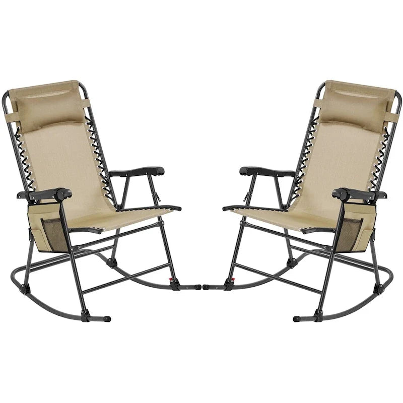 Yaheetech 2pcs 26in Rocking Chair Foldable Outdoor Lounge Chair