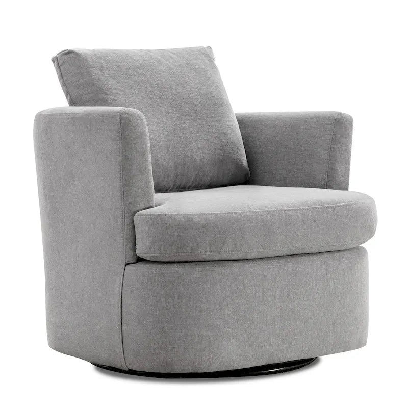 Modern Chenille Upholstered Swivel Accent Barrel Chair Set Modern Swivel Armchair for Living Room