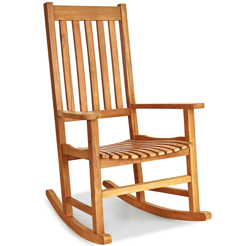 Rocking Chair Solid Wooden Frame Porch Rocker Indoor Outdoor