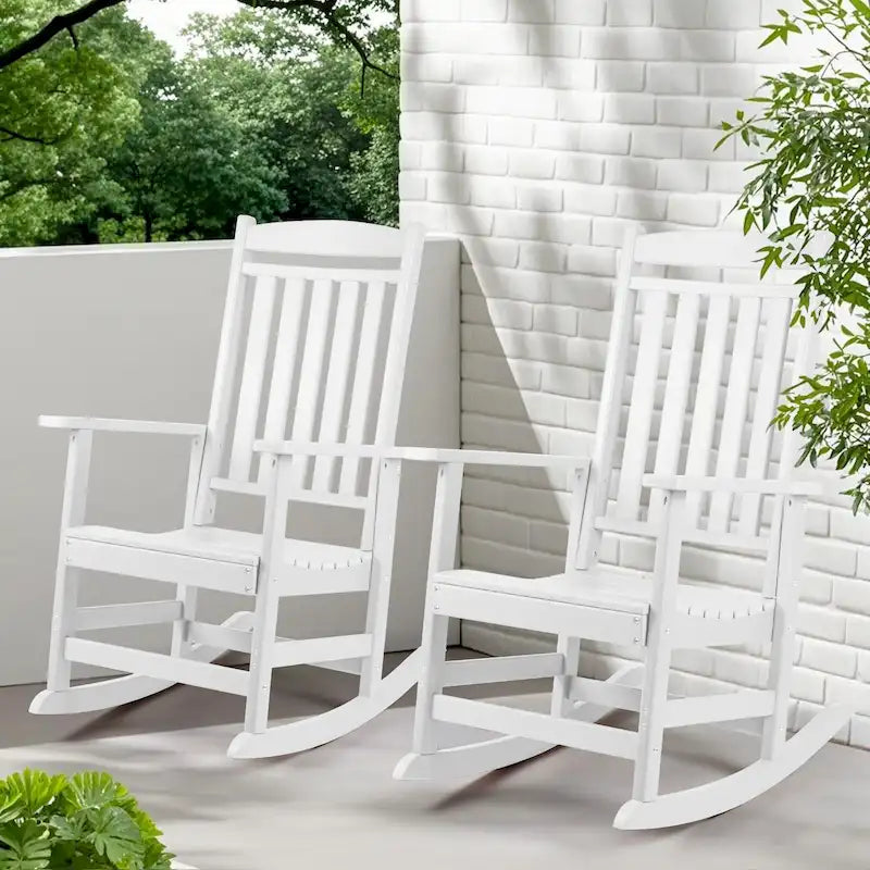 Vrakae All Weather Outdoor High Back Rocking Chair Set of 2