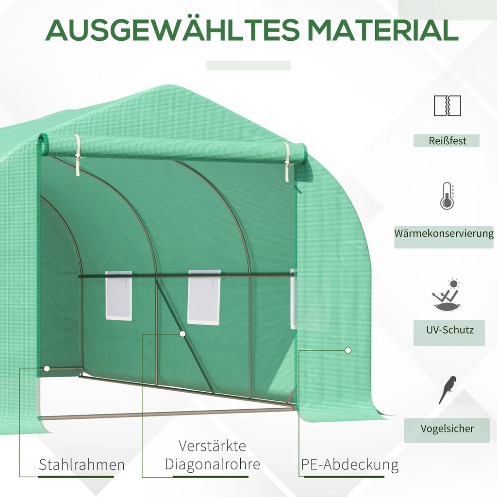 Outsunny Foliengewächshaus begehbar UV-beständig mit Rolltür