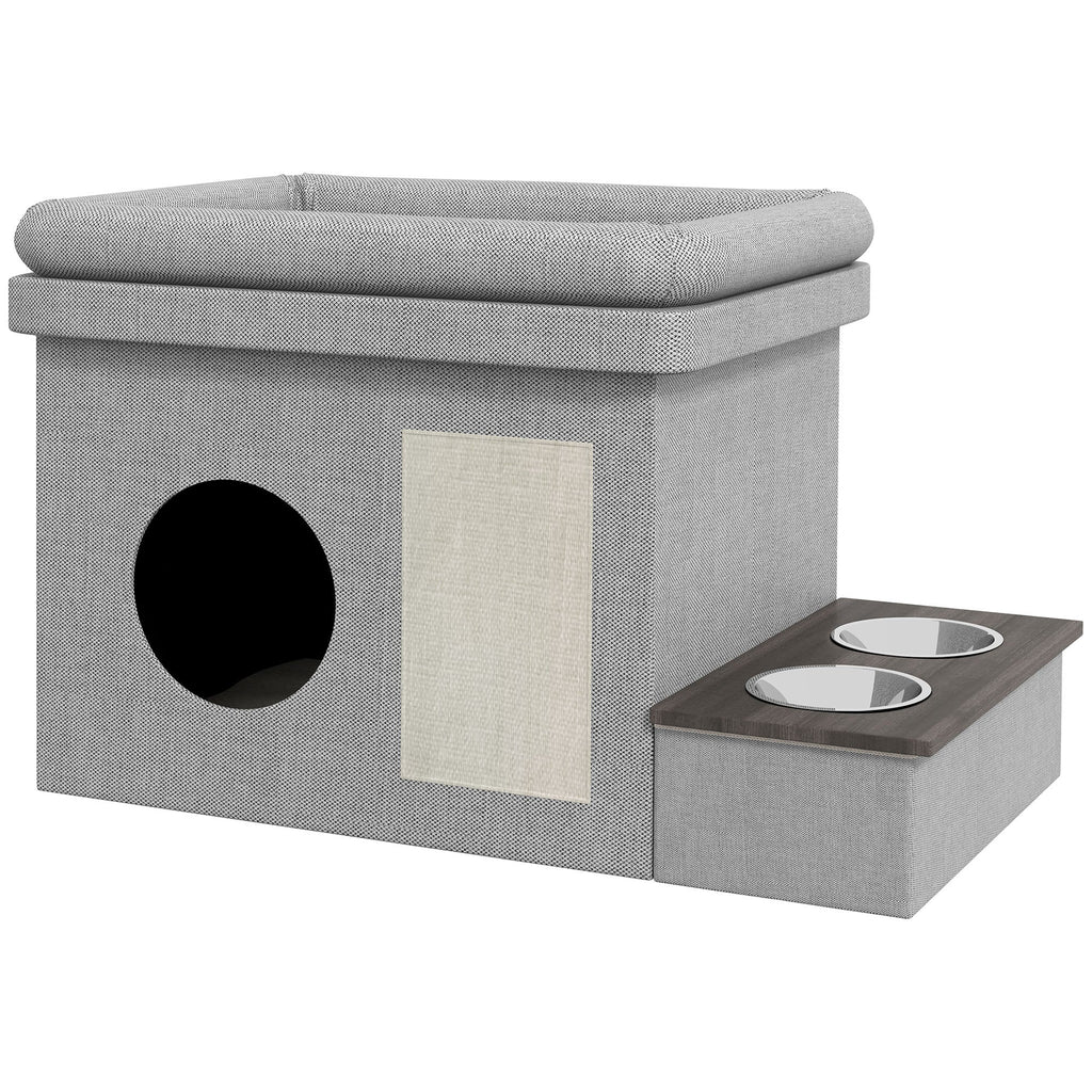 Edelstahl Futternapf Set 2 Näpfe Grau 78x48x49,5 cm