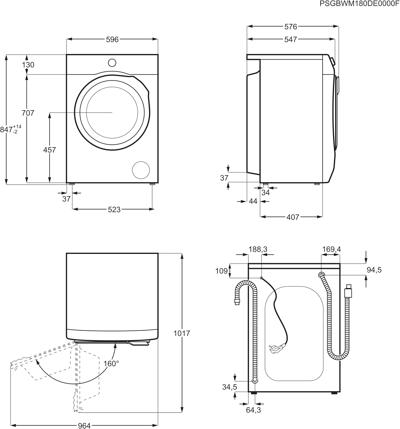 AEG L6FBA51480 Waschmaschine / 8,0 kg / Leise / Mengenautomatik / Nachlegefunktion / Kindersicherung / Schontrommel / Wasserstopp / 1400 U/min