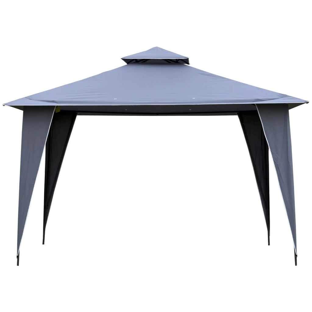 Outsunny Pavillon 3,45x3,45 m mit Doppeldach Grau