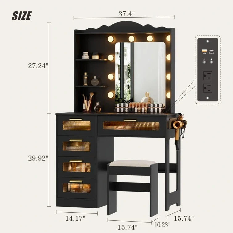 Makeup Vanity with 3 Lighting Colors