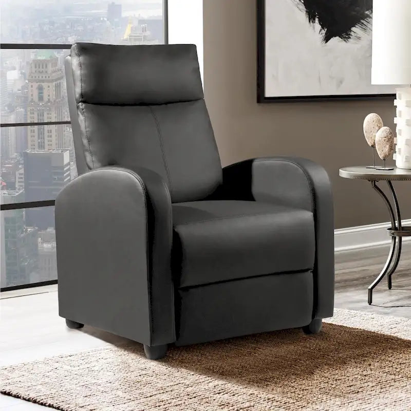 PU Leather Push-Back Recliner Chair, Brown / Black / Grey / Khaki / Red / Beige, Single
