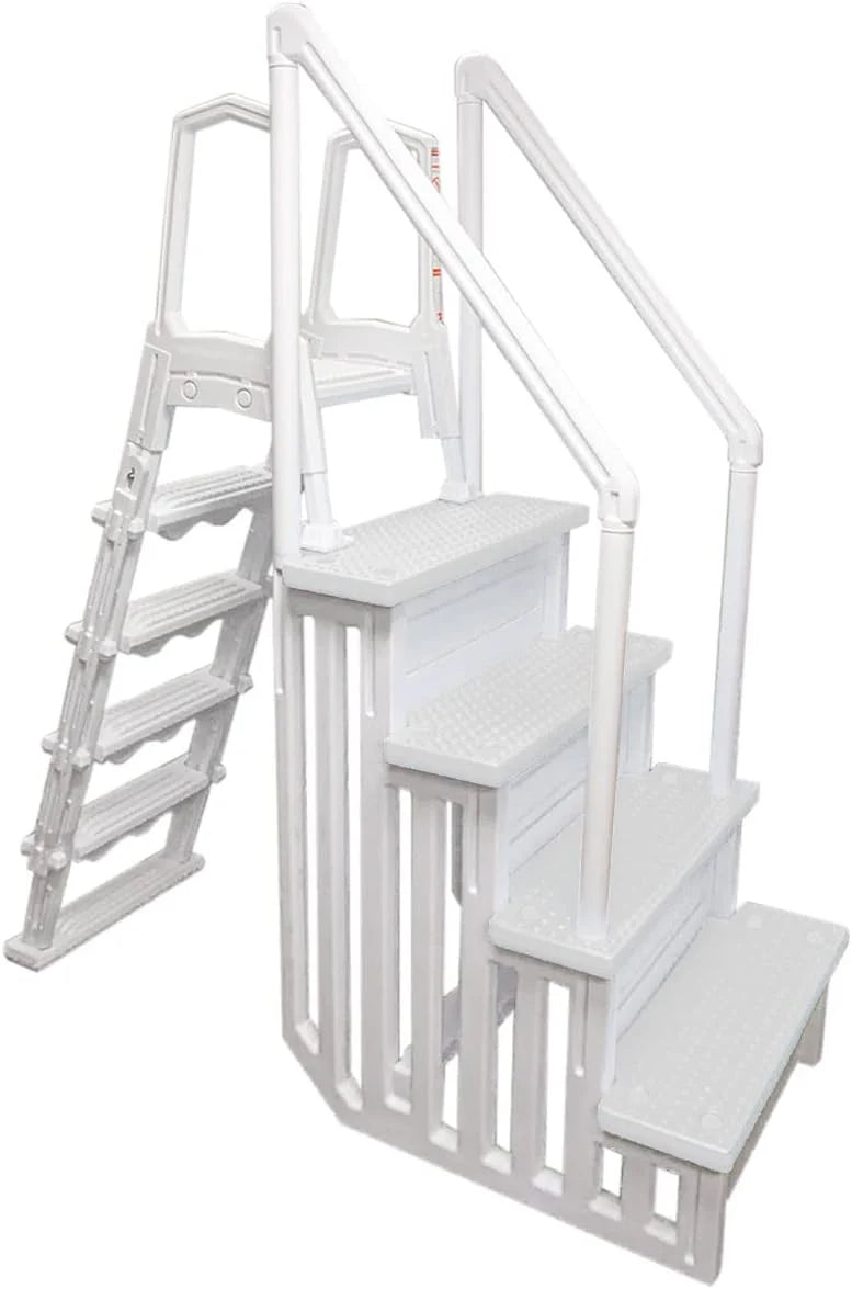Select Anti-Slip in-Pool Steps | Gray | for Above Ground Swimming Pools | Can Mount to Decks 48" to 54" H | Safety Stairs Capacity Up to 300 lbs