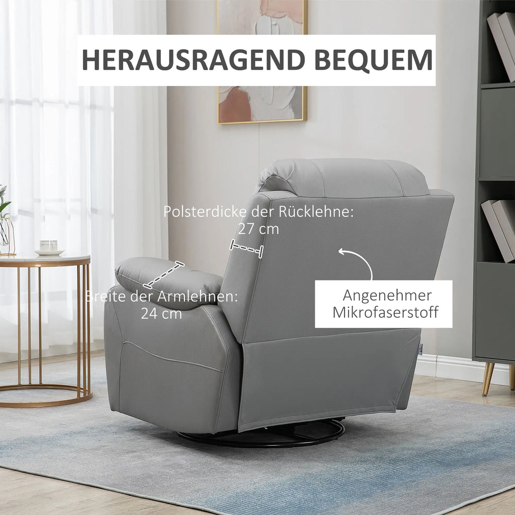 HOMCOM Fernsehsessel Relaxsessel verstellbar drehbar grau