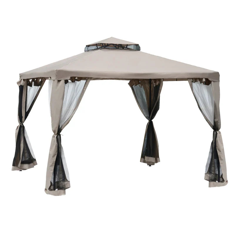 Outsunny Gartenpavillon mit Moskitonetz Doppeldach UV-Schutz