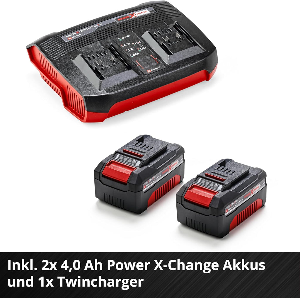 Einhell Akku-Rasenmäher RASARRO 36/42 Kit Power X-Change (36V, 42 cm Schnittbreite, bis 725 m², Brushless, 50L Fangkorb, Mulchfunktion, inkl. 2x 5,2Ah + 1x Twincharger)