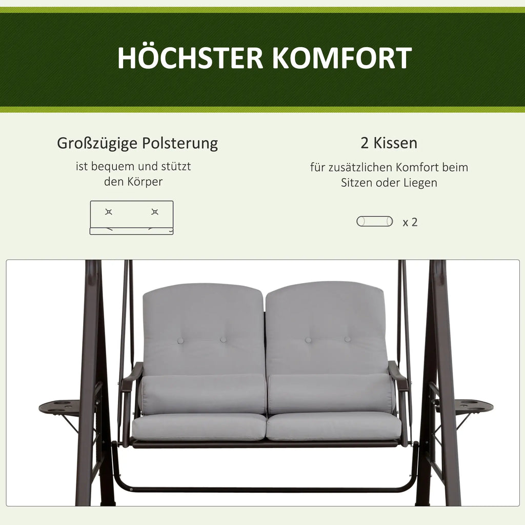 Outsunny Hollywoodschaukel 3-Sitzer mit Sonnendach und Ablagen