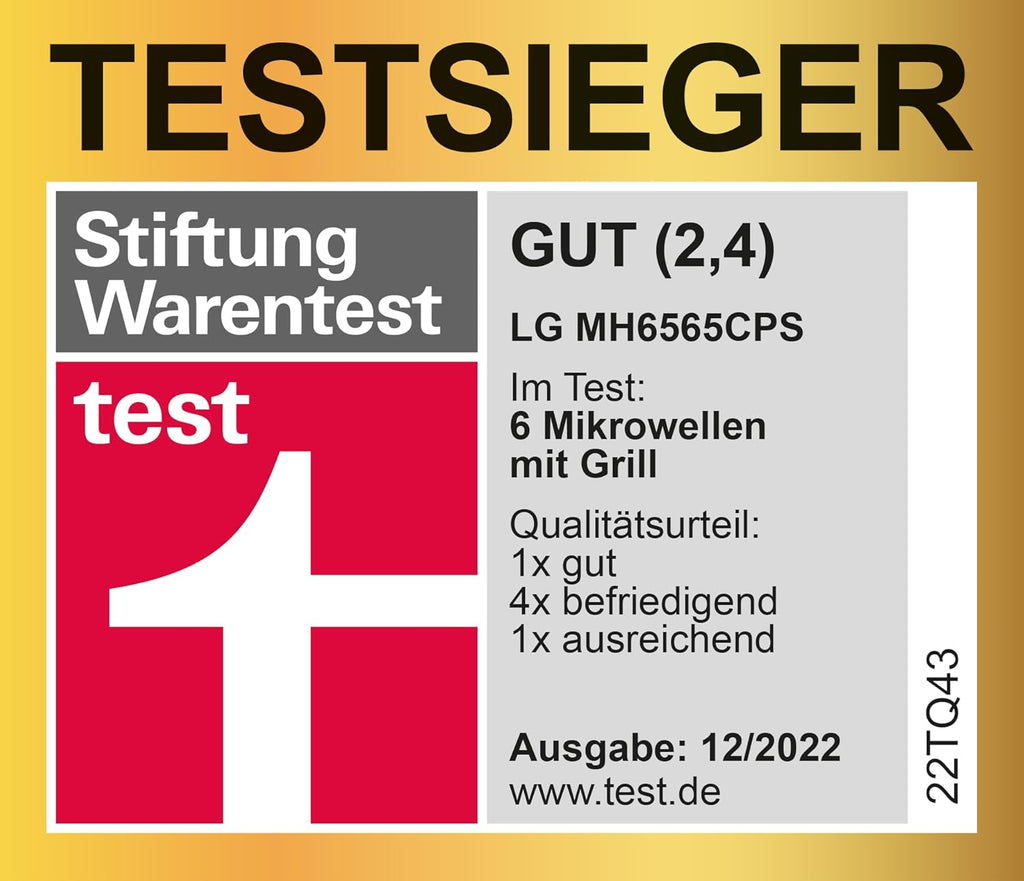 LG MS2595CIS Mikrowelle mit Smart Inverter Technologie, 25 Liter Kapazität, 1000 W, Automatikprogramme, einstellbare Leistungsstufen und EasyClean-Funktion, Silber