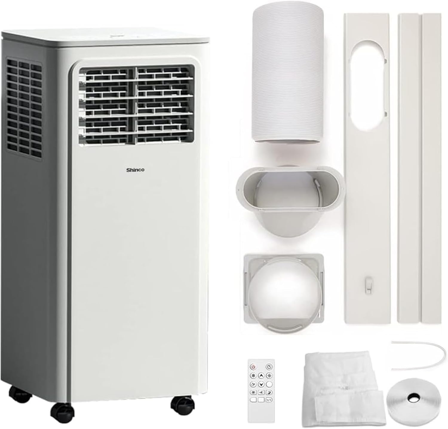 SHINCO Mobile Klimaanlage mit Abluftschlauch, 9000BTU, 2,6 kW, Kühlen&Ventilieren&Entfeuchten, Mobiles Klimagert mit Schlafmodus, Raumgre bis 22㎡, 24-Stunden-Timer