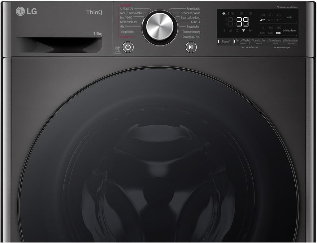 LG F4WV7080, Klasse A, Frontlader-Waschmaschine 8 kg, 1400 U/Min, AI Direct Drive, Wi-Fi, Tiefenreinigung mit Dampf, Große Kapazität, TRIPLE A, Außentür aus Sicherheitsglas, 62 x 60 x 85 cm ꟷ Weiß
