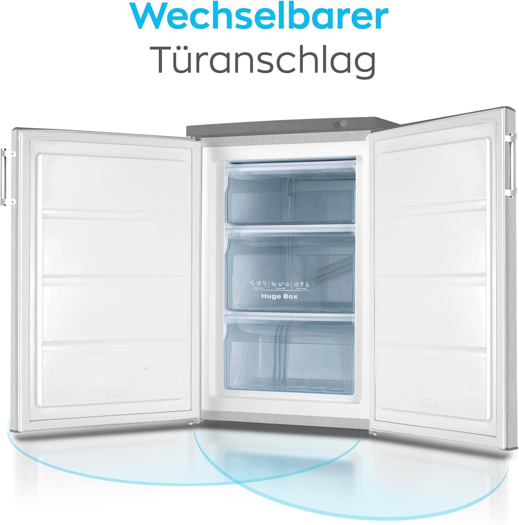 Heinrich´s Gefrierschrank 61Liter -18°C Freezer, 3x Gefrierschublade, 7 Stufen Temperaturregler, Airflow, wechselbarer Türanschlag weiß