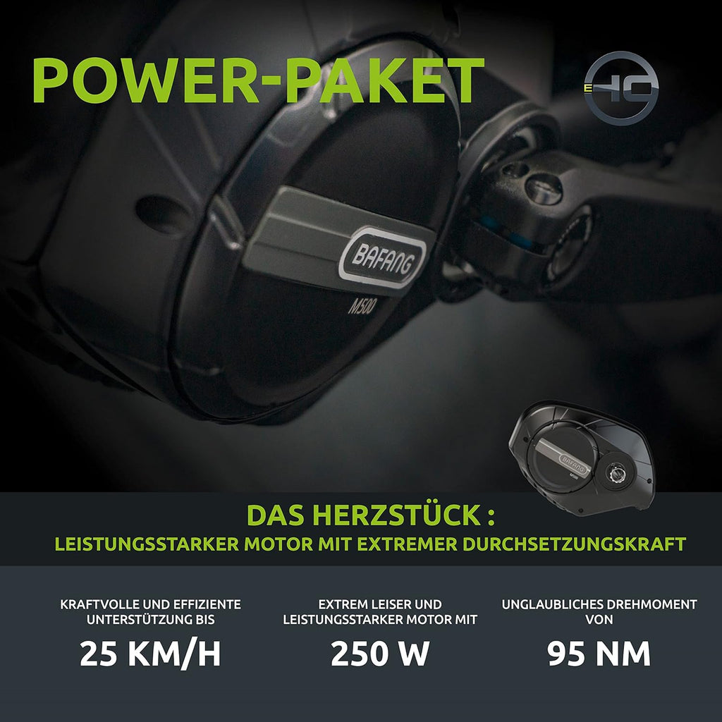 Highphoria Elektrofahrrad Erwachsene, 250W 25 km/h E-Bike mit Batterie, Starker Motor, Kettenschaltung, E-Mountainbike mit Hydraulische Federgabel Pedelec für Damen & Herren