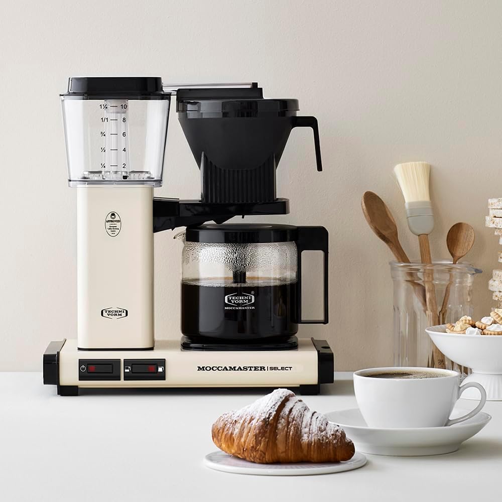 Moccamaster KBG Select, Kaffeemaschine, Retro Kaffeemaschine, Filterkaffee, Off-White, 1.25L
