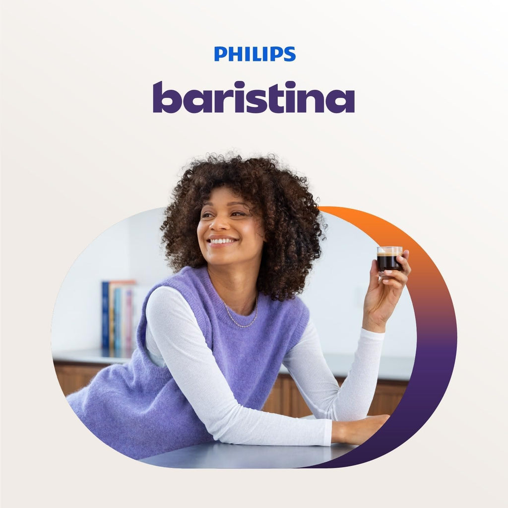 Philips Baristina Espressomaschine - Real Espresso- made simple. Kompakte Kaffeemaschine- Naturweiß mit weißem Siebträger- 16-bar-Pumpendruck- automatisches Mahlwerk- Cafe Crema (BAR300/00)
