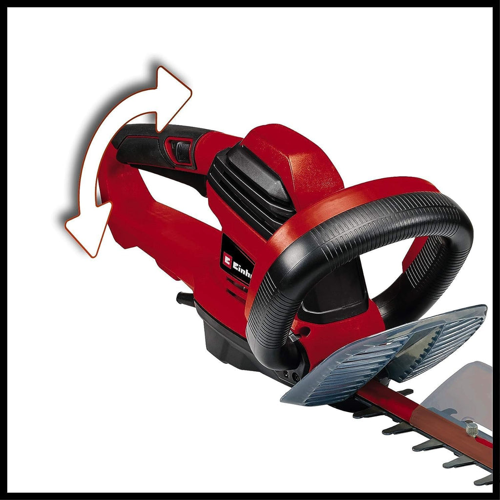 Einhell Elektro-Heckenschere GE-EH 7067 (700 W, Messer aus  geschnittenem u. diamantgeschliffenem Stahl, Metallgetriebe, Stoschutz, inkl. Kcher)