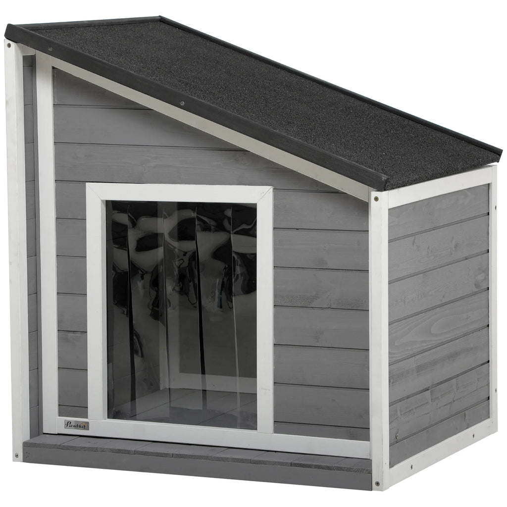 PawHut Hundehütte Outdoor aufklappbares Dach wetterfest Tannenholz