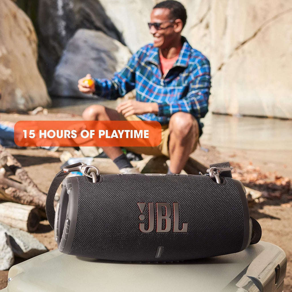 JBL Xtreme 3 Musikbox - Schwarz – Wasserdichter, portabler Stereo Bluetooth Speaker mit integrierter Powerbank – Mit nur einer Akku-Ladung bis zu 15 Stunden Musikgenuss