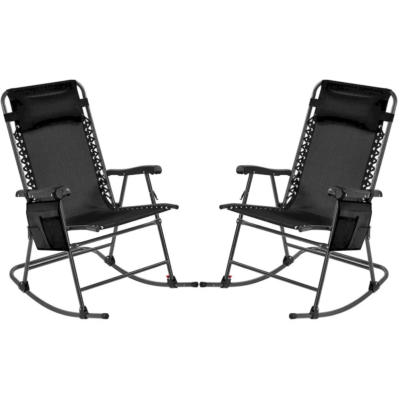 Yaheetech 2pcs 26in Rocking Chair Foldable Outdoor Lounge Chair