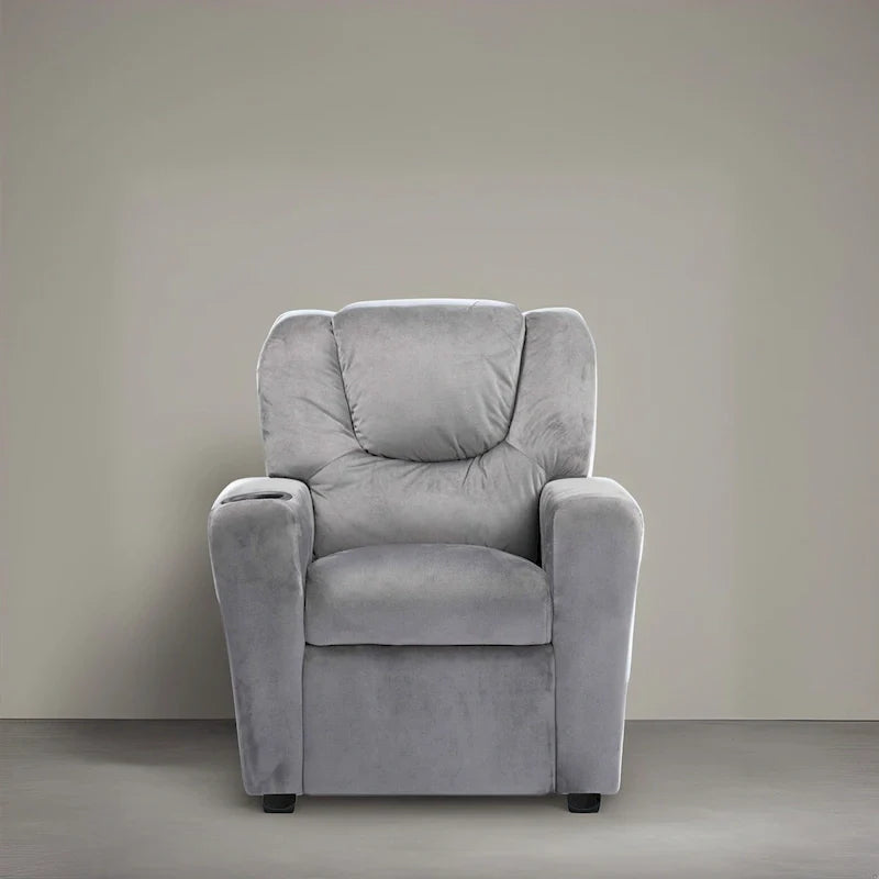 PVC Kids Recliner Chair with Push-Back Reclining Function, Cup Holder, and Comfortable Footres