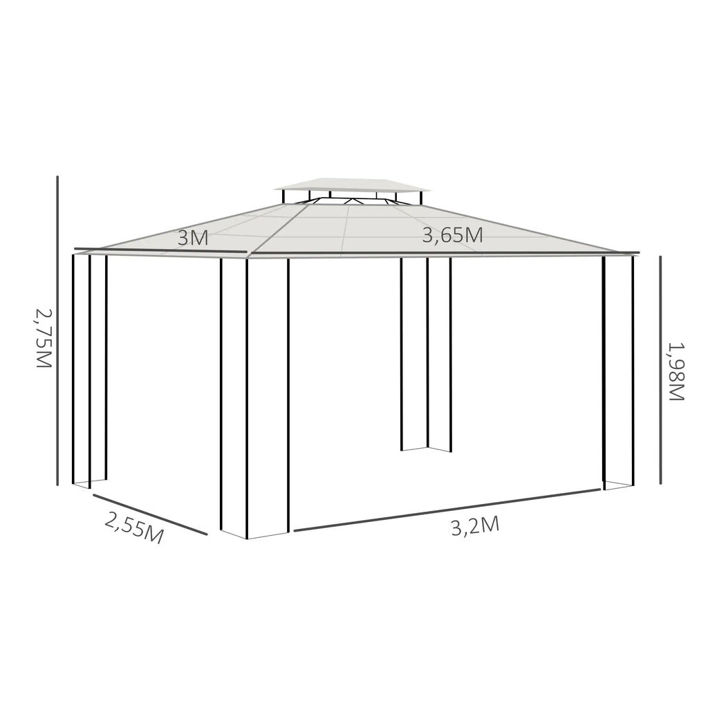Outsunny Gartenpavillon Polycarbonat-Dach UV-Schutz Outdoor