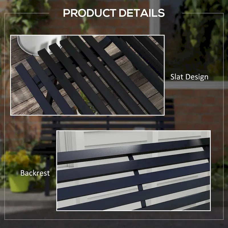 Outsunny 48.5 Garden Bench, Outdoor Patio Bench, Lightweight Aluminum Park Bench with Slatted Seat