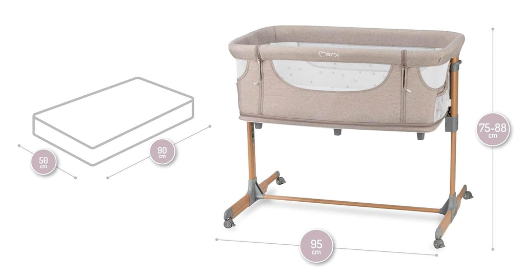 Momi SMART Bed 4-in-1 Kinderbeistellbetten bis 15 kg, Beistellbett für Babys mit Matratze, Höhenverstellbar