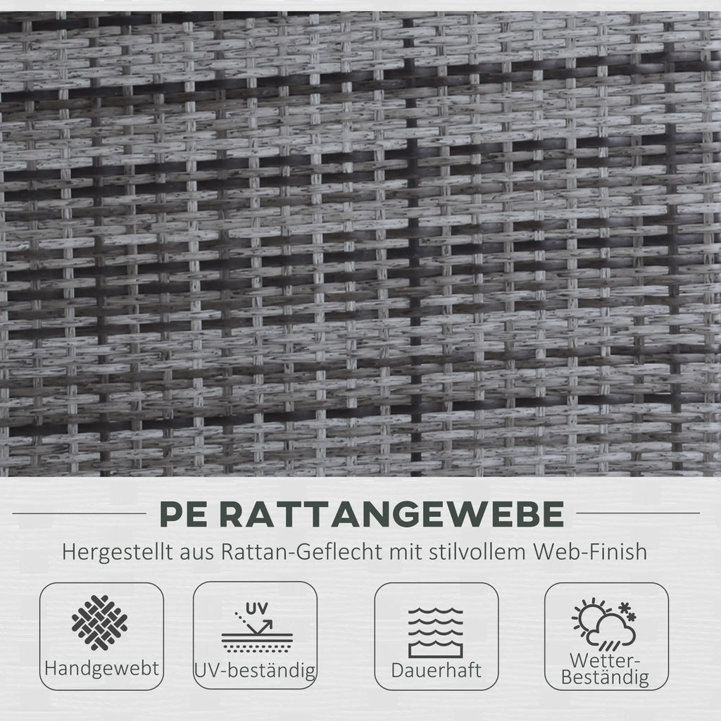 Outsunny Polyrattan Gartensofa Set 3-tlg 2-in-1 Rückenlehne Outdoor