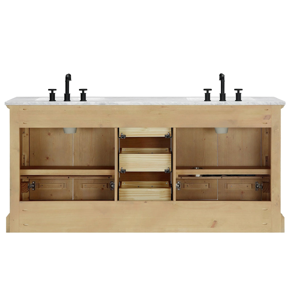 Hervas Bath Vanity with Natural Marble Top without Mirror