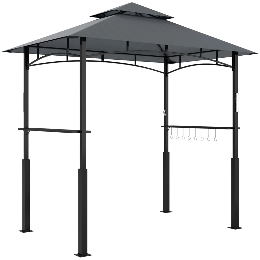 Outsunny Grillpavillon doppelschichtiges Vordach LED-Licht
