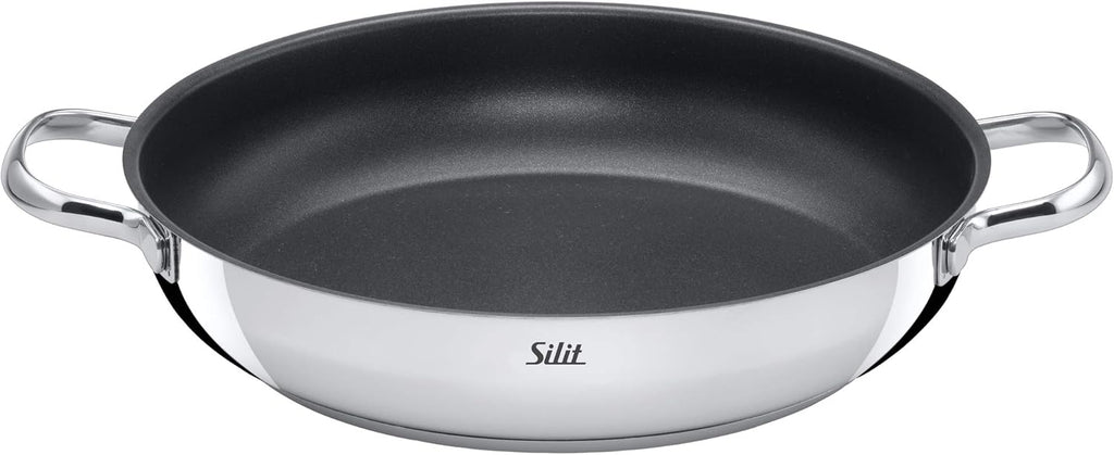 Silit Toskana Topfset induktionsgeeignet 10-teilig, Kochtopf Set mit Glasdeckel, Induktionskochtöpfe, Milchtopf, Dämpfer, Pfanne, Edelstahl teilmattiert, Induktions Töpfe Set unbeschichtet