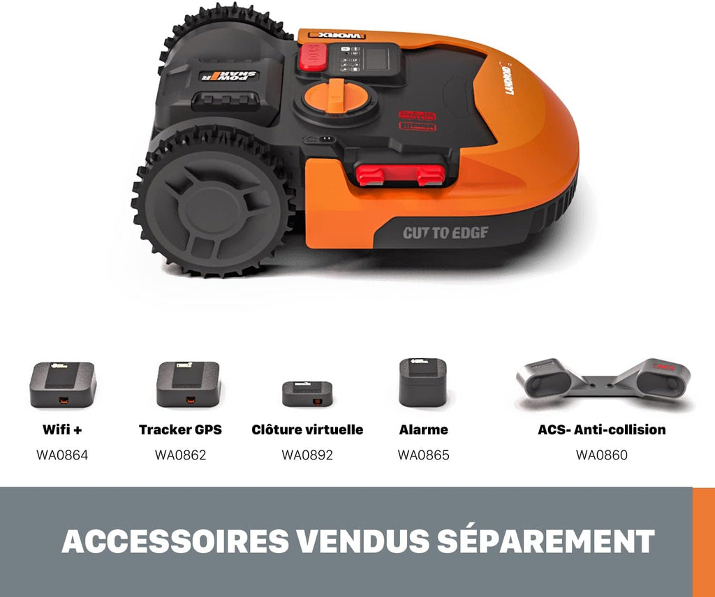 WORX Landroid M WR141E Mhroboter/Akkurasenmher für kleine Grten bis 500 qm/Selbstfahrender Rasenmher für einen sauberen Rasenschnitt, Bunt