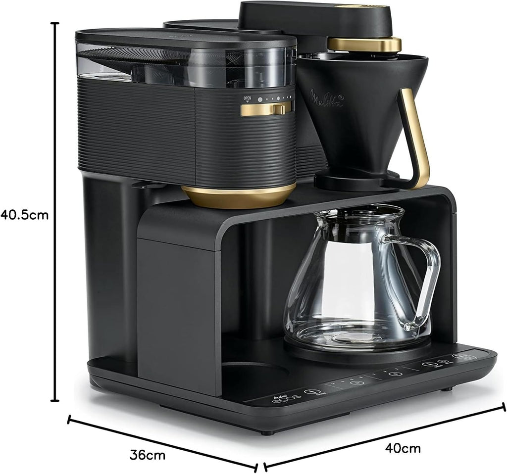 Melitta EPOS Kaffeemaschine mit Mahlwerk, schwarz-silber