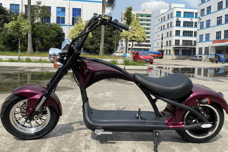 Mangosteen M1P Elektro-Chopper in Weinrot – 2000W Bürstenloser Motor, 60 km/h Hchstgeschwindigkeit