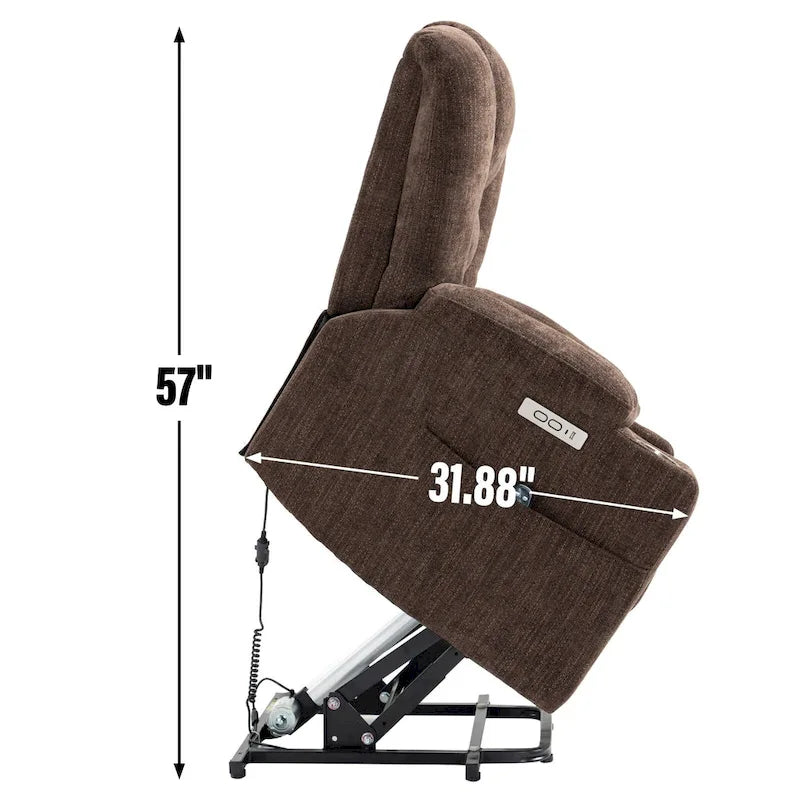 Power Lift Recliner Chair with Massage and Heat, Lazy Boy Overstuffed Wide Recliners w/USB, Type C Ports & 2 Steel Cup Holders
