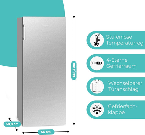 Bomann großer Gefrierschrank freistehend | 165 Liter Nutzinhalt für Lebensmittel | 5 Schubladen | Freezer Eisschrank Froster | wechselbarer Türanschlag inkl. Eiswürfelschale | GS 7317.1 weiß