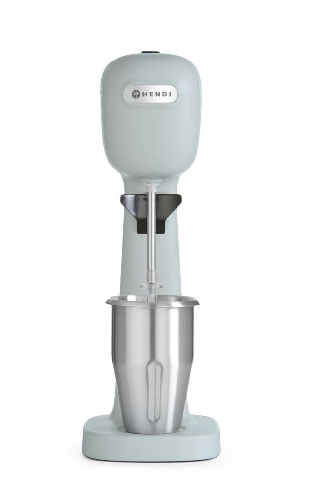 HENDI Milchshake Maker, Inkl. 2 Mixbechers (Edelstahl und Polykarbonat) und 4 austauschbaren Rührwerken, Drink mixer, Frappés, Getränkemixer, 230V/400W, 170x196x(H)490mm, Karamell