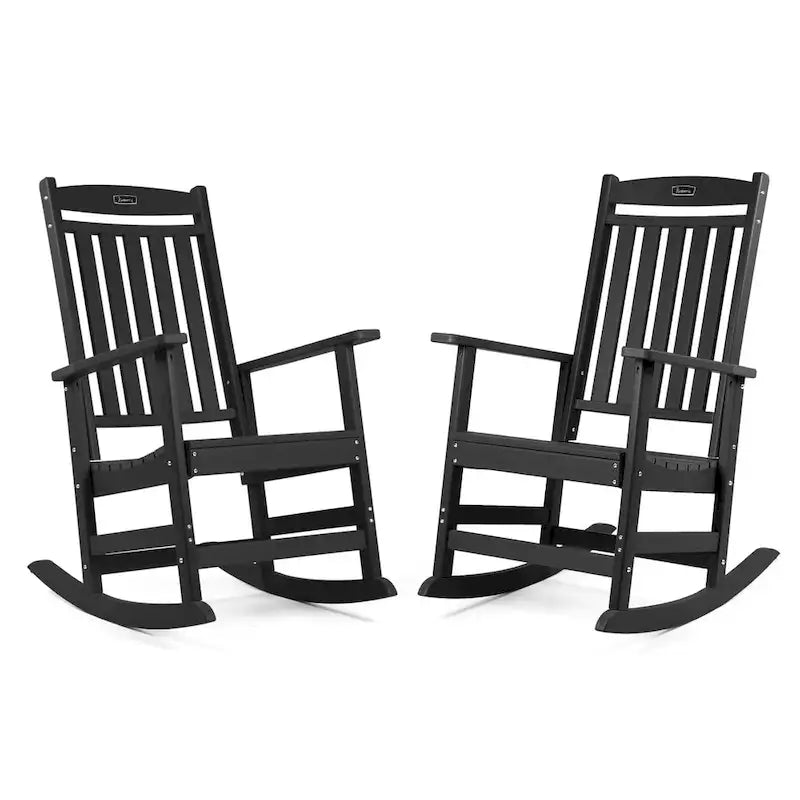 Vrakae All Weather Outdoor High Back Rocking Chair Set of 2