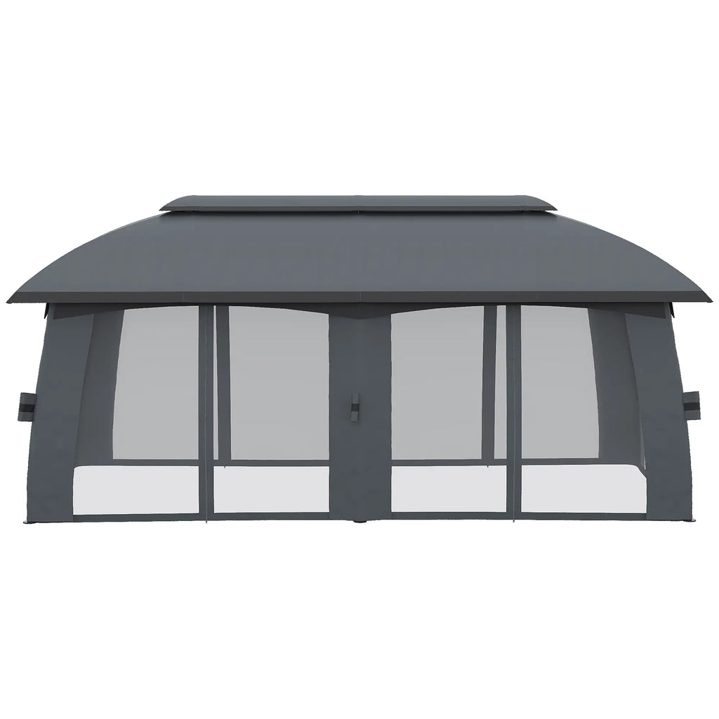 Outsunny Gartenpavillon mit Winddach und Vorhängen
