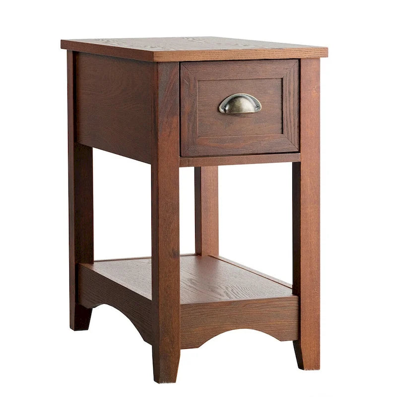 Gymax Set of 2 Contemporary Side End Table Compact Table w/ Drawer - 13  X 22  X 23  (L X W X H)
